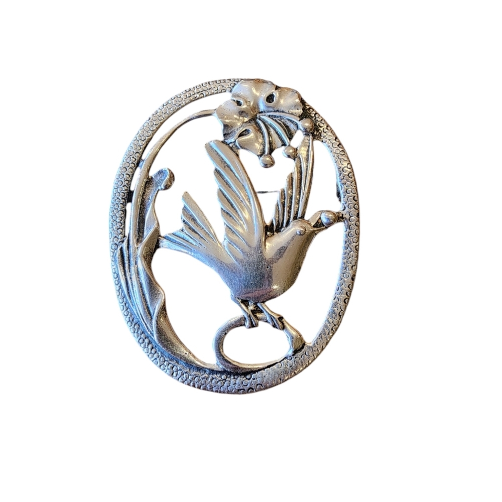 Elegant Silver Bird Brooch